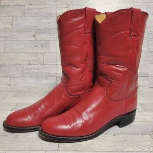 Women's Justin Western Red Leather Rodeo Roper Cowboy
Boots Size 6.5 USA Made